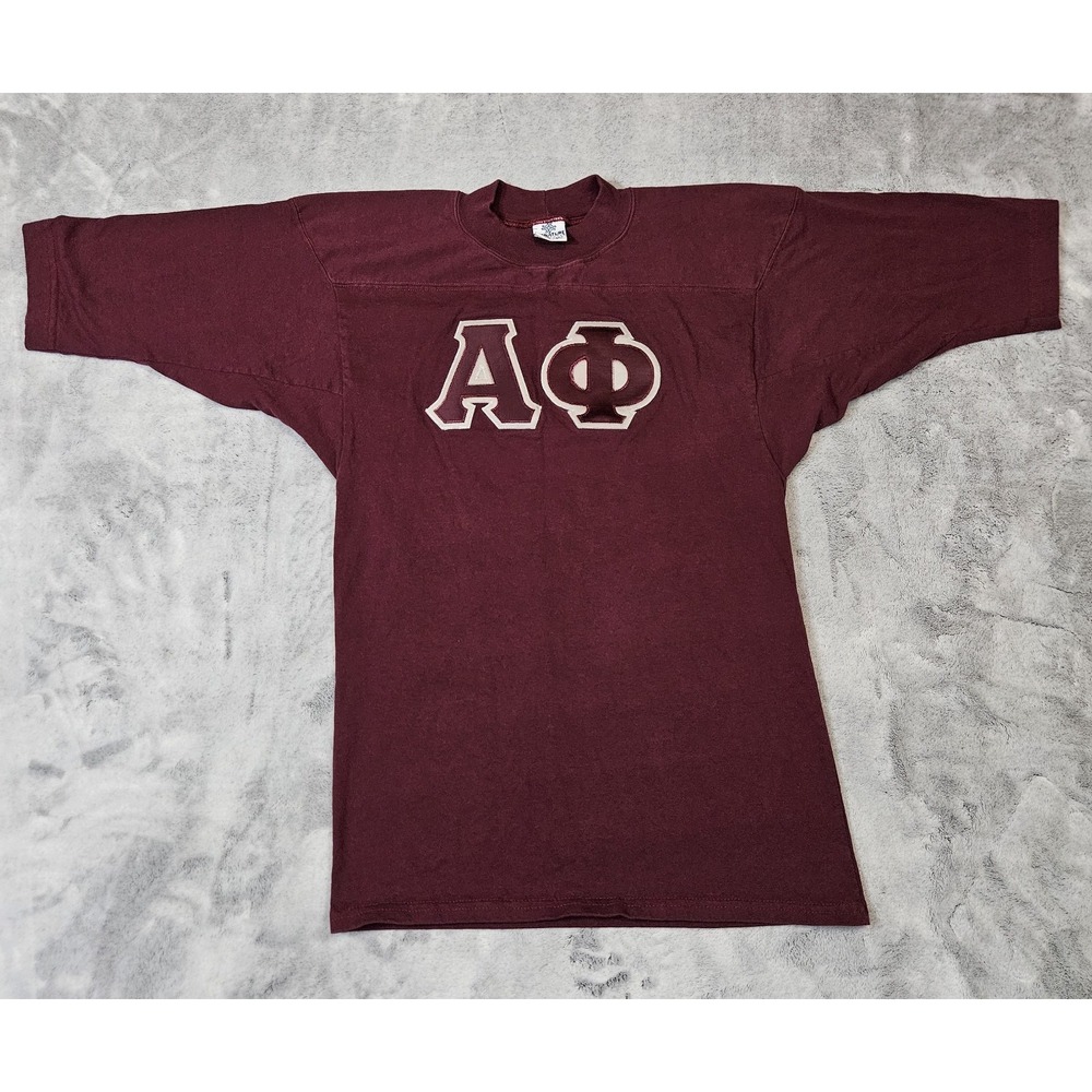 Vintage 90s Alpha Phi T Shirt Embroidered Sorority College T-Shirt Size Small